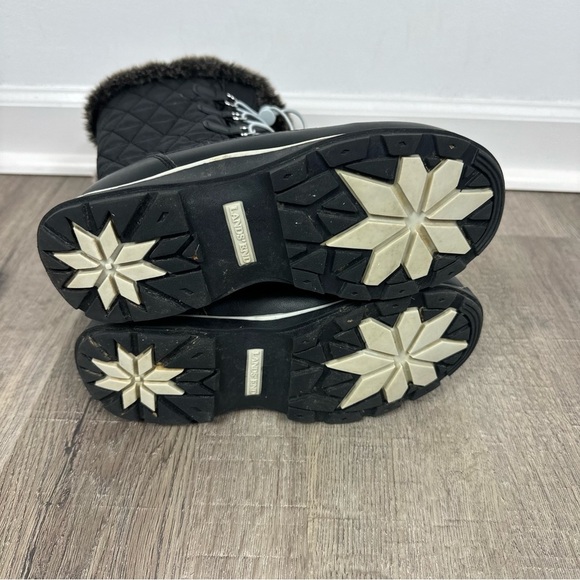 Lands End Snow Boots Black Quilted Winter Tall Sherpa Lined Girls Size 4 - Picture 6 of 13